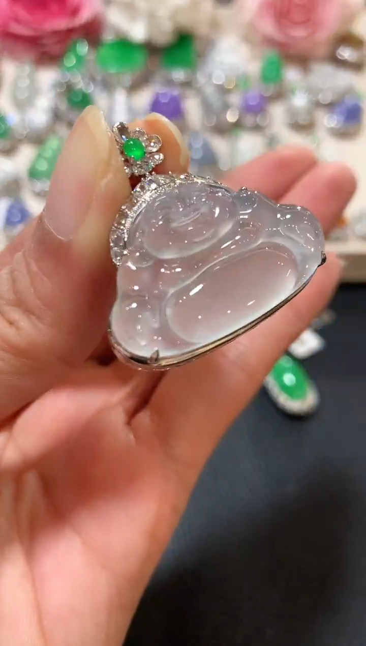 吊坠(不含链)18K金镶嵌翡翠z196 