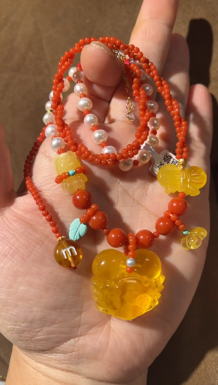 【闪购商品】琥珀项链未镶嵌琥珀螃蟹项链