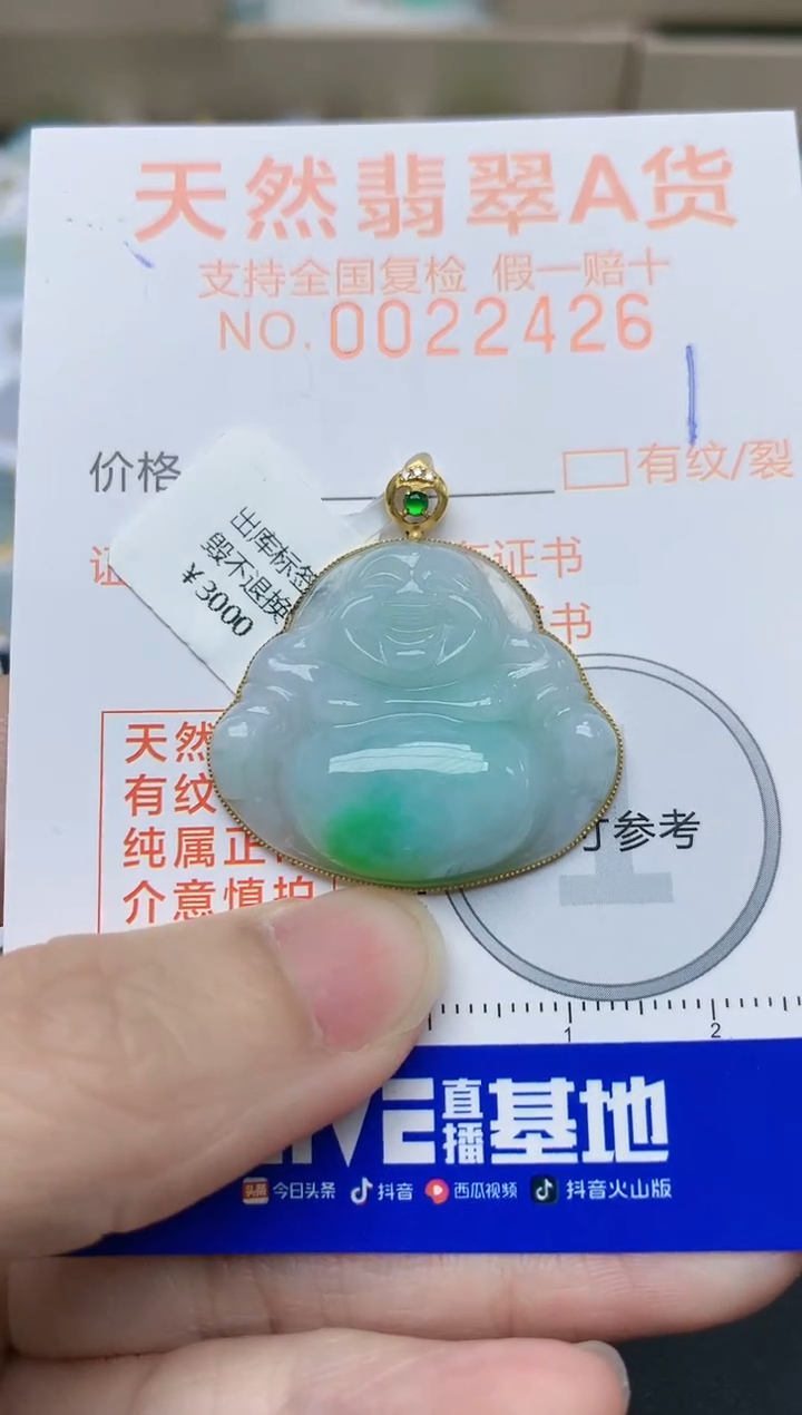 翡翠18K金镶嵌颈饰天然翡翠A货