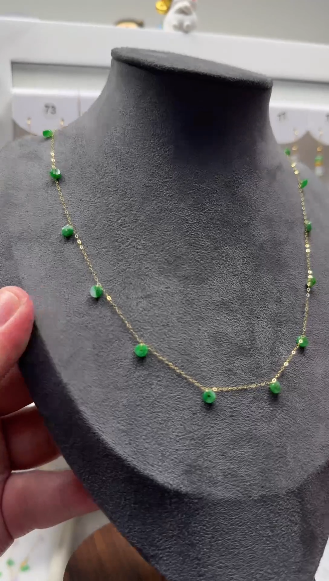项链18K金镶嵌翡翠缅甸天然翡翠a货