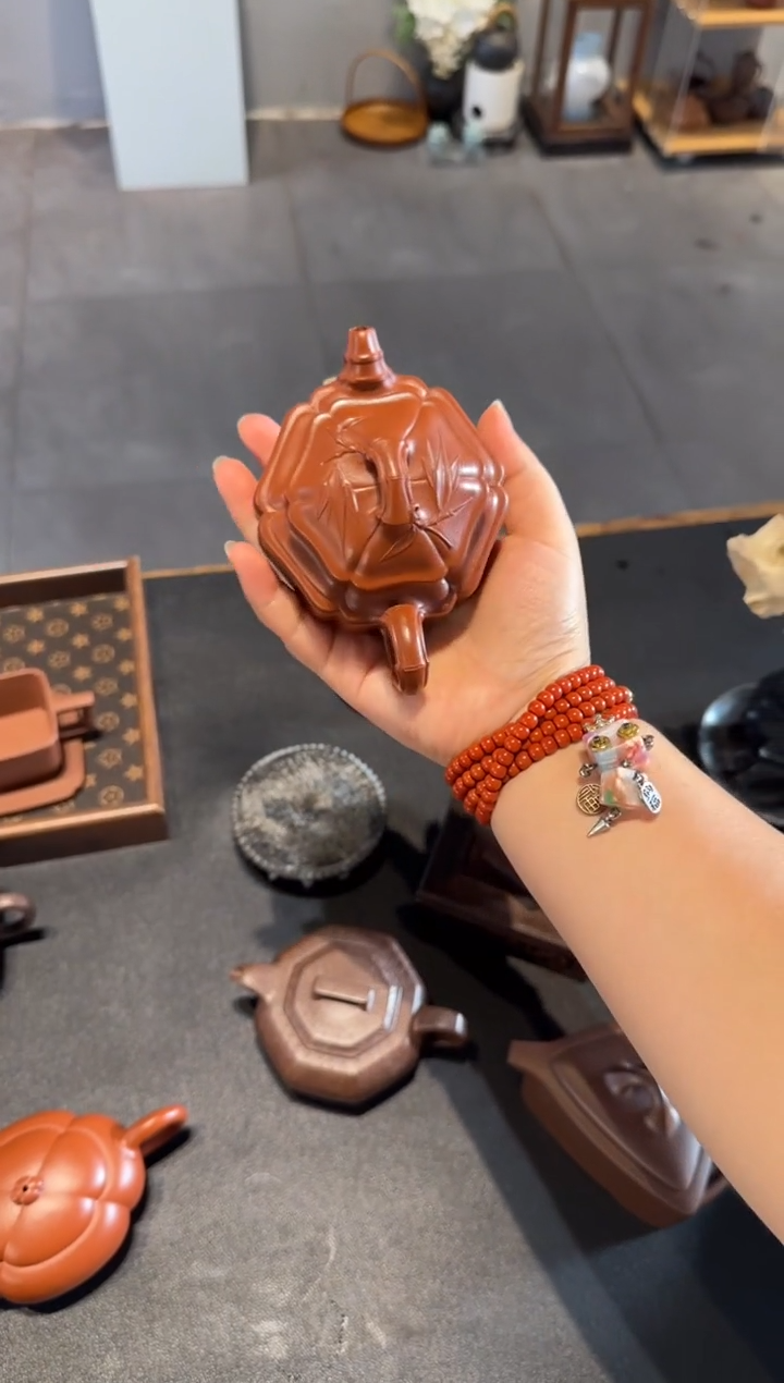 茶壶紫砂大****R六方海棠双线竹鼓