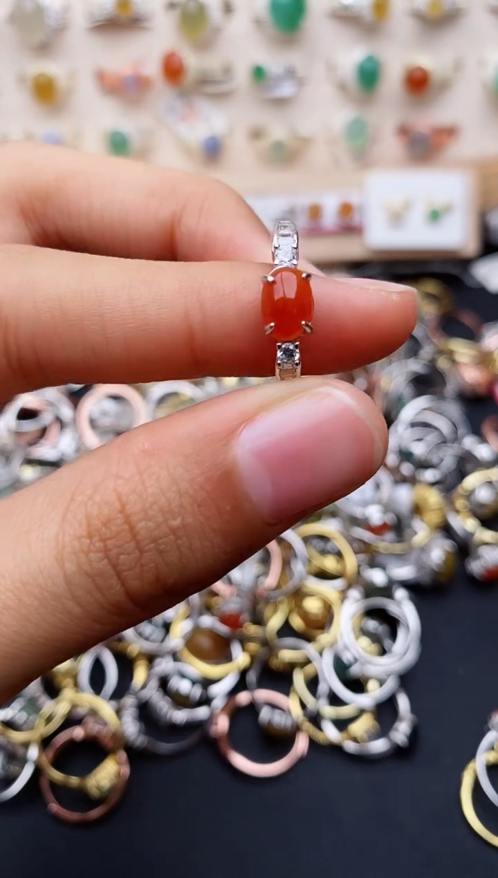 【闪购商品】翡翠戒指银S925镶嵌缅甸翡翠
