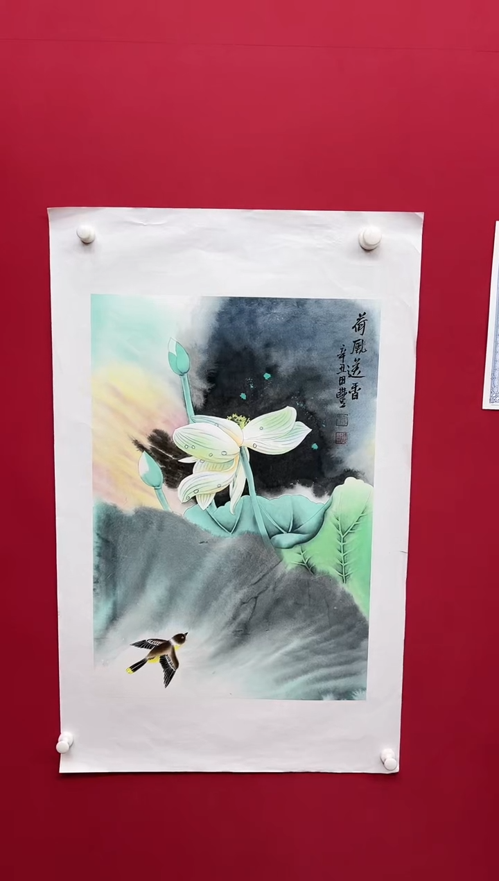 【闪购商品】国画田-四尺三开花鸟/无框/W