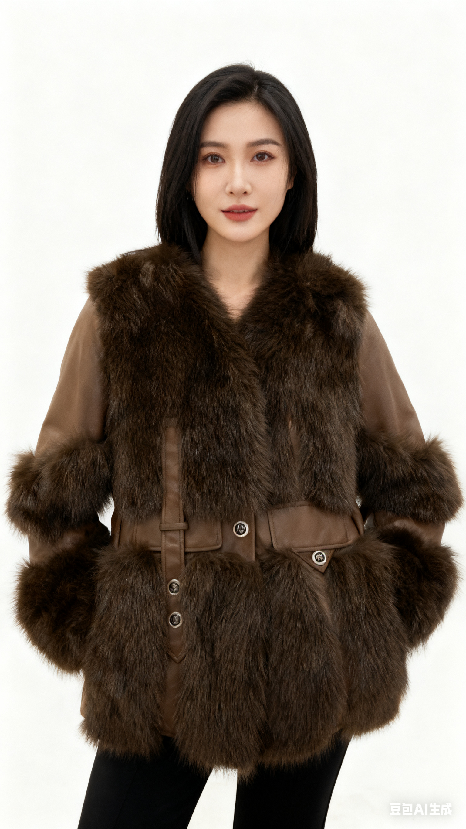 【CL奢品高定】法式气质女女装毛领冬季宽松型短外套66090