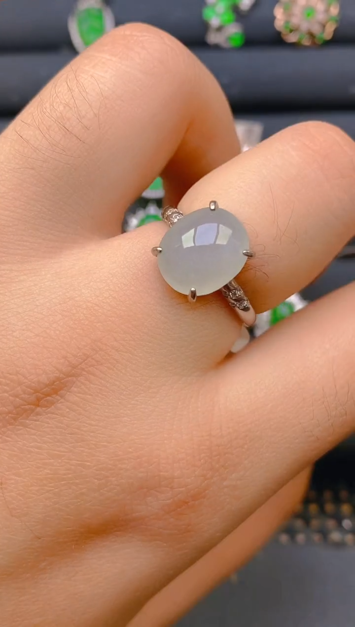 【闪购商品】翡翠戒指银S925镶嵌天然A货翡翠1