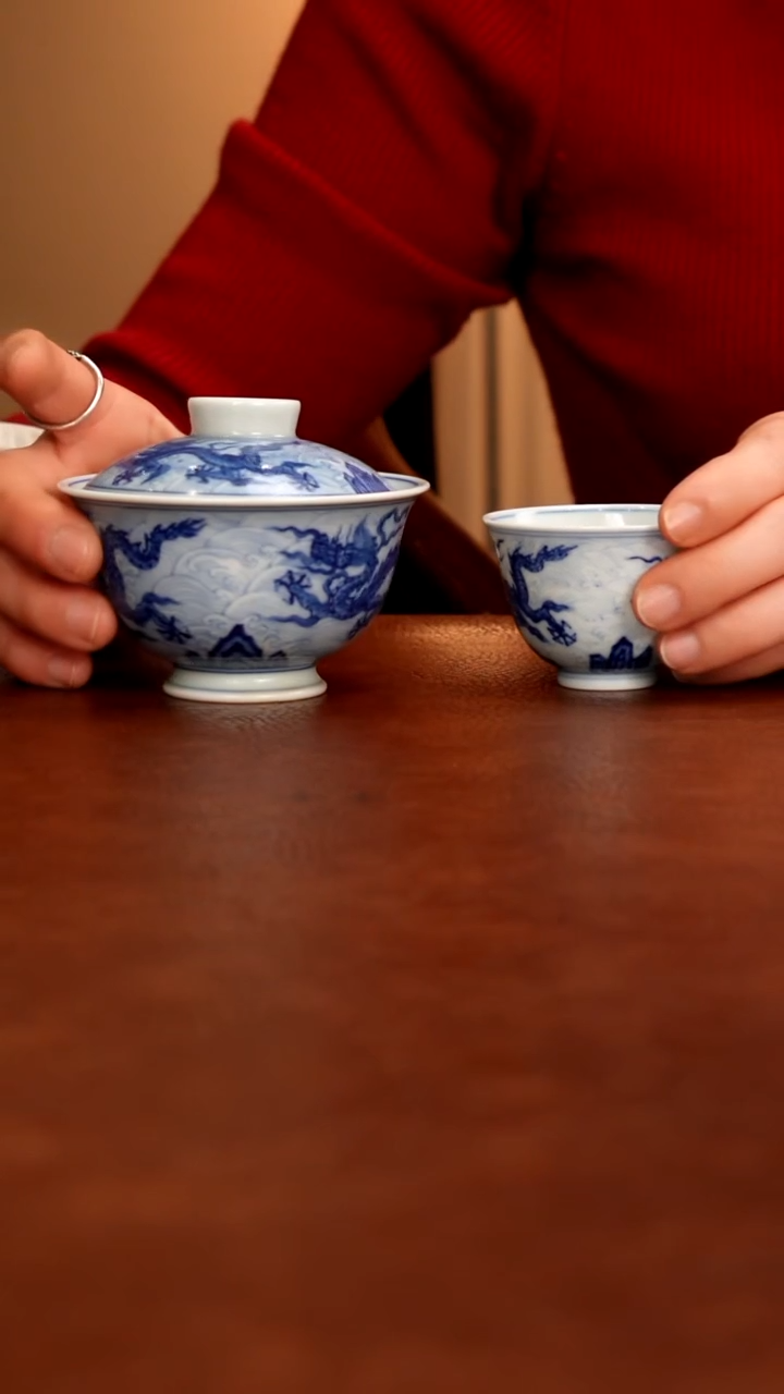 摆件陶景德镇瓷器，青花瓷手绘茶具~