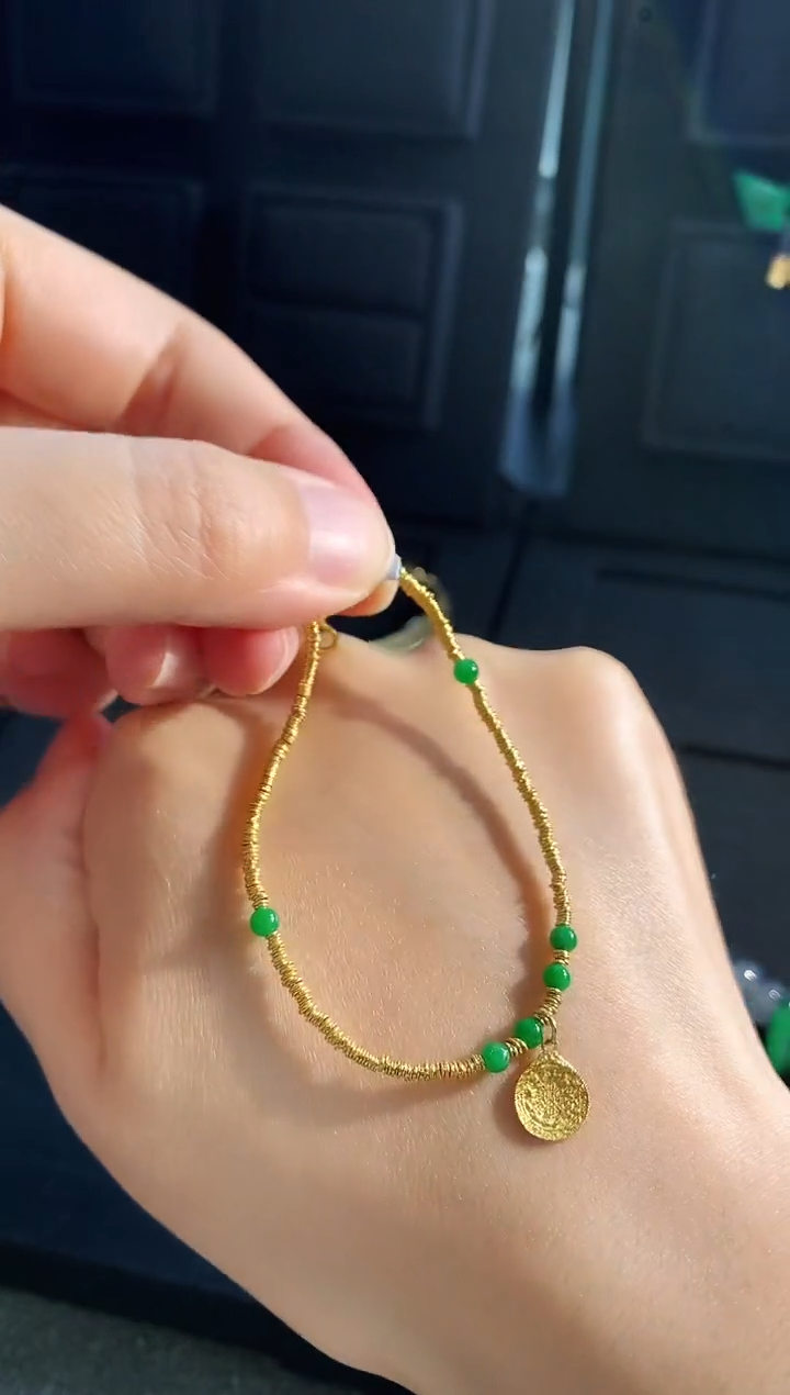 【闪购商品】翡翠手链18K金镶嵌手饰