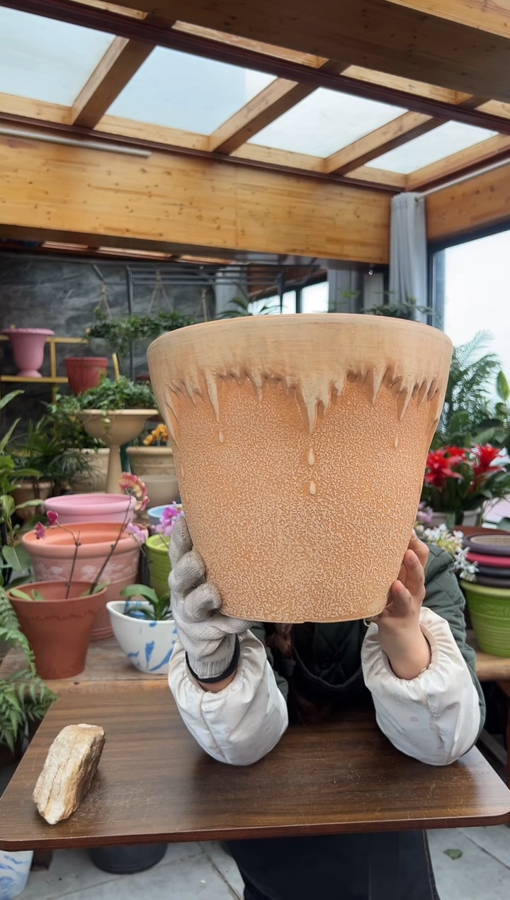 30.5*25.4/象牙色水滴手工强体花盆/10S30