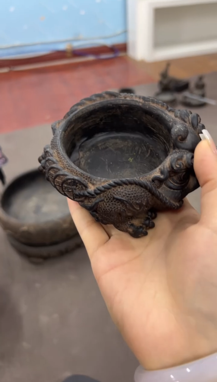 陶土【合成青石】金蟾盆