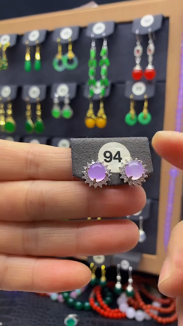 【闪购商品】玛瑙/玉髓耳环银S925镀金镶嵌094