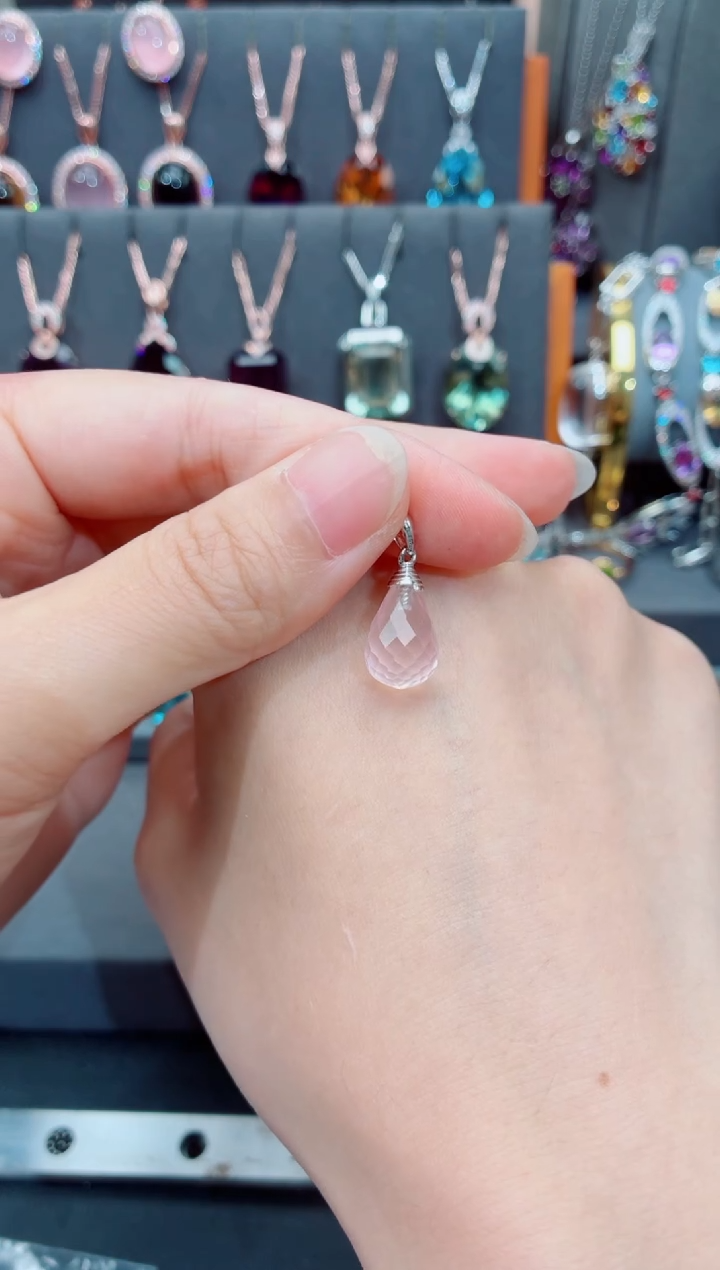 银S925镶嵌吊坠(不含链)水晶水晶吊坠