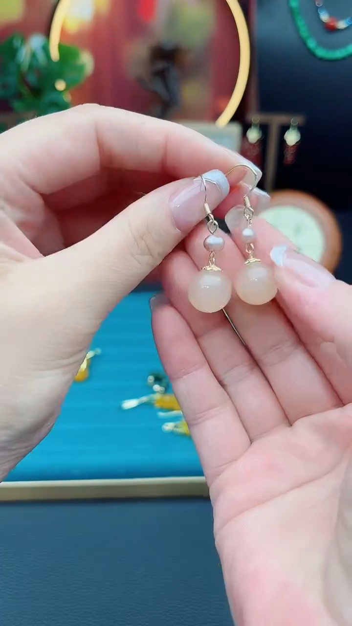 玛瑙/玉髓耳饰银S925镶嵌218000