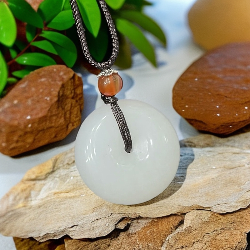 （30mm）金丝玉平安扣天然原石吊坠男女时尚同款锁骨吊坠