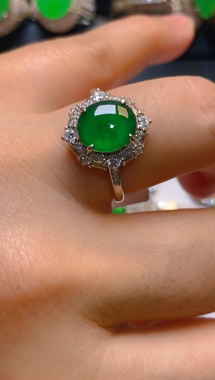 【闪购商品】翡翠耳饰银S925镶嵌天然A货翡翠1