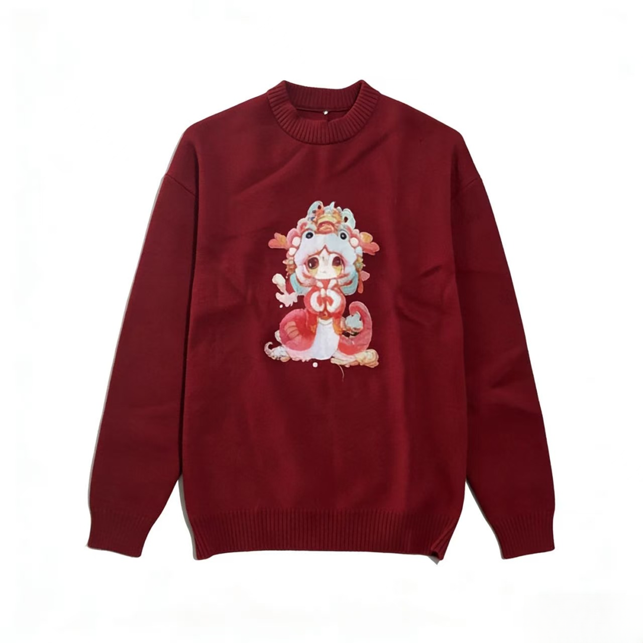 23-5#百搭针织衫卡通动漫毛衣长袖厚款满印时尚加厚印花套头