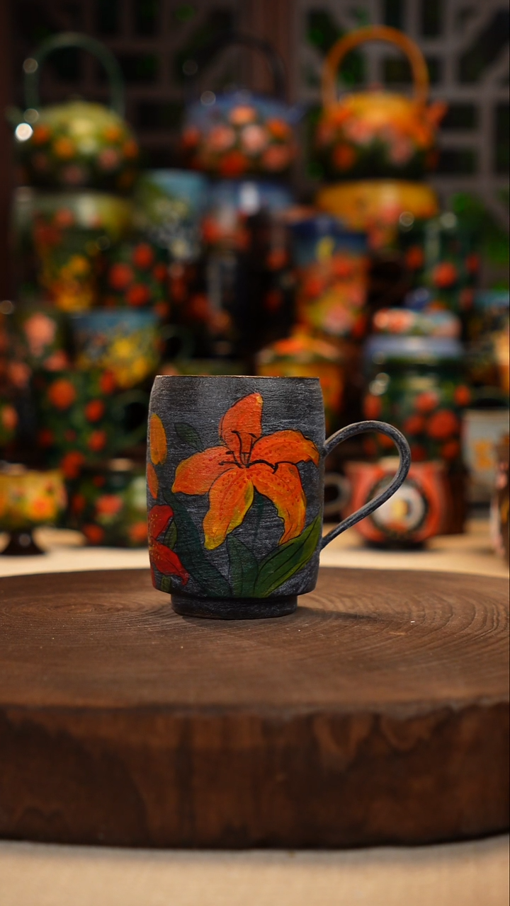 紫砂油画手绘釉下彩