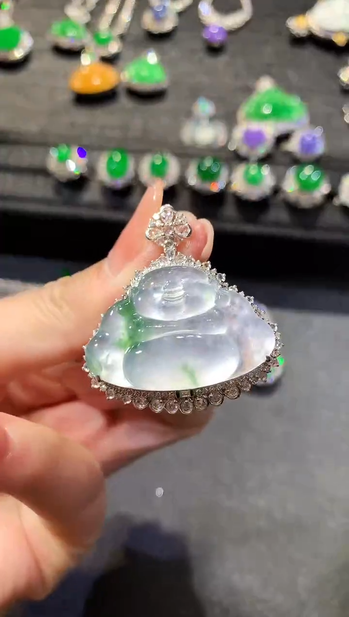 【闪购商品】翡翠吊坠(不含链)18K金镶嵌75-佛公