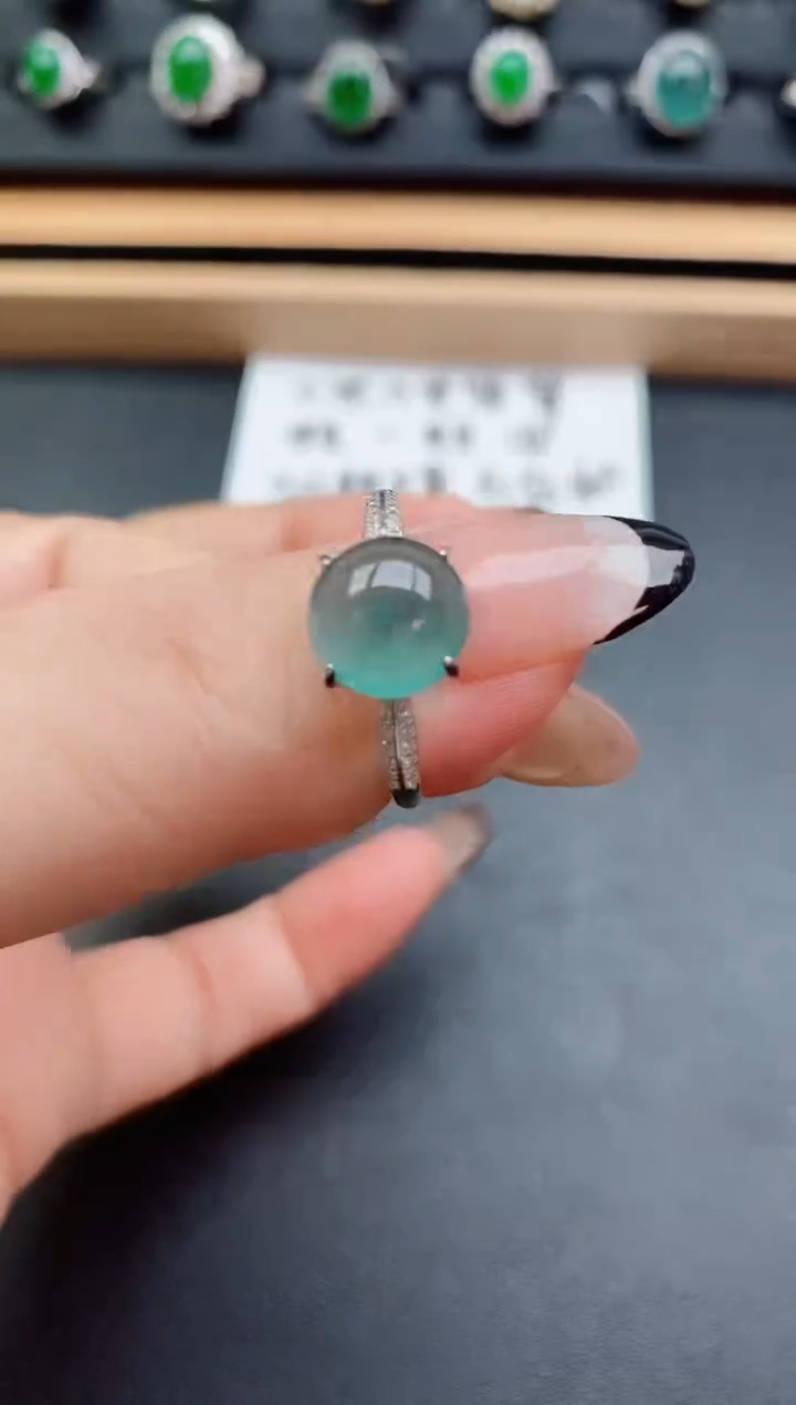 翡翠戒指银S925镶嵌508050