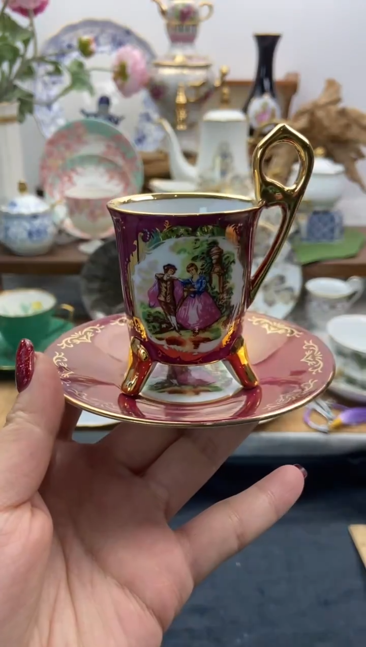 瓷片全新地球飞鸟手绘摩卡杯谨慎参拍，防伪帖撕毁无售后