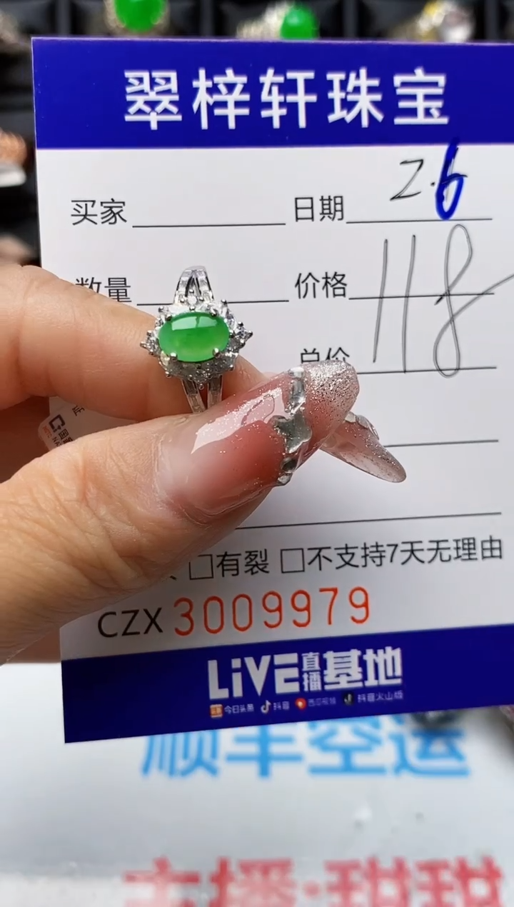 【闪购商品】翡翠戒指银S925镶嵌9979