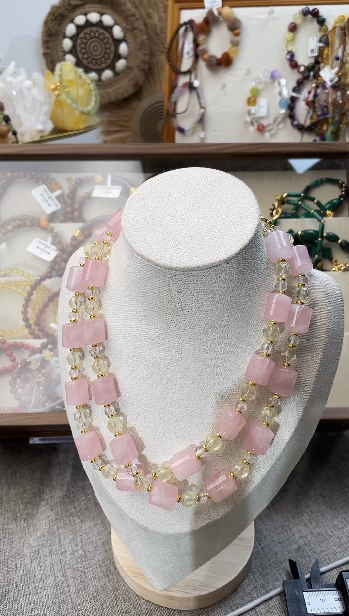 项链未镶嵌水晶怂****o粉晶项链（多样性发一）