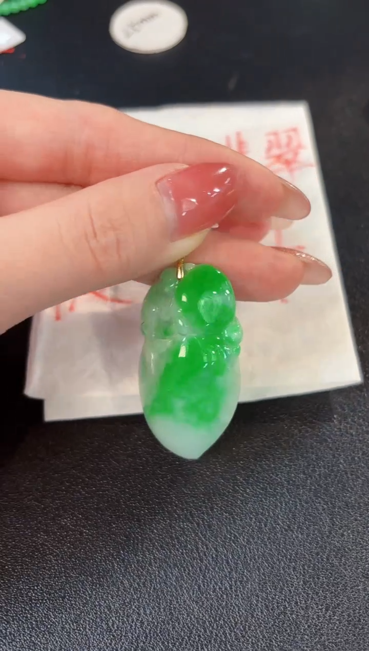 【闪购商品】翡翠颈饰18K金镶嵌 缅料A货/支持复检/一件