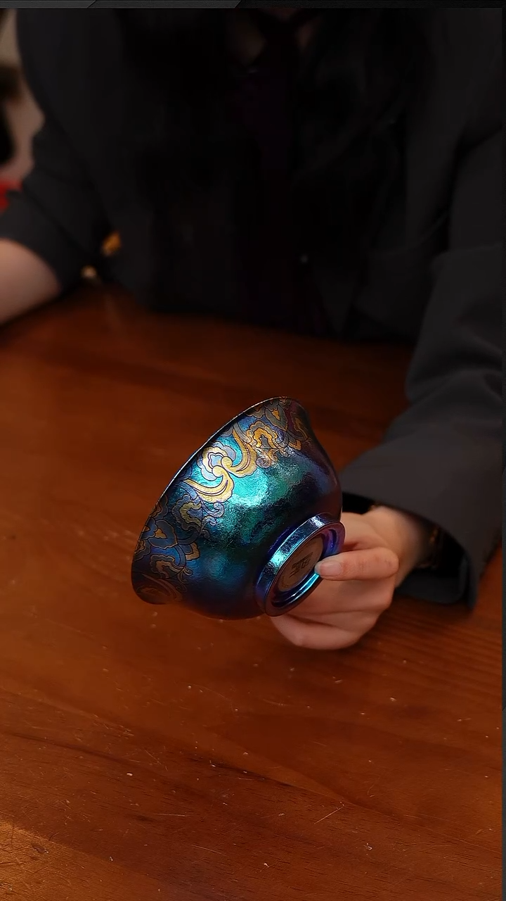 陶54-执彩钛碗纯钛双层真空隔热新款高档钛碗-350ml碧梧青