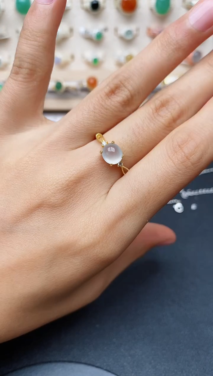 【闪购商品】翡翠戒指银S925镶嵌缅甸翡翠