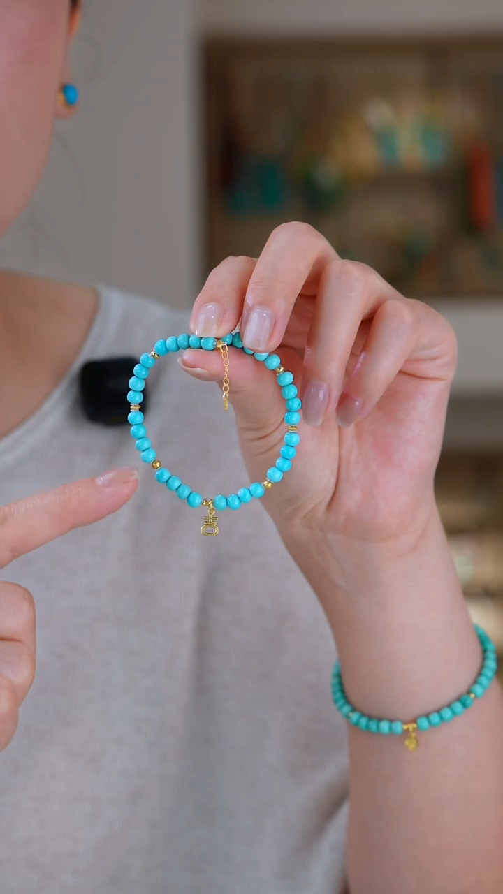 18K金镶嵌绿松石手链多样性发货