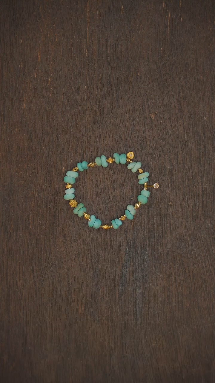 【闪购商品】绿松石手链18K金镶嵌手串