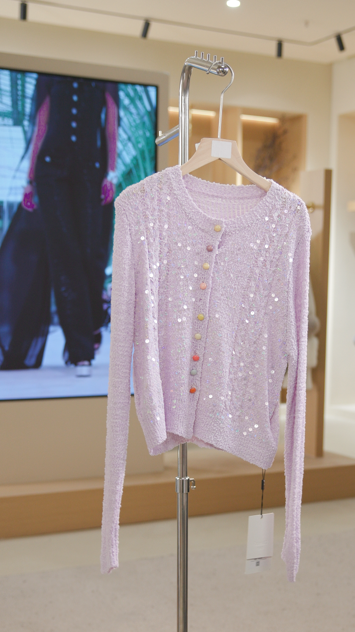 T7718-1紫 秋冬常规款百搭气质秋季毛针织女装