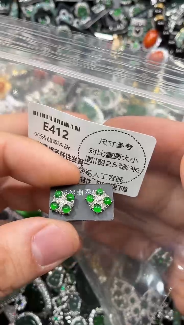 颈饰未镶嵌翡翠E412耳钉