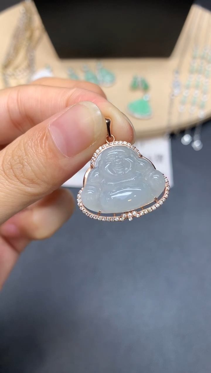 【闪购商品】翡翠吊坠(不含链)银S925镶嵌佛公【多样性发其一】