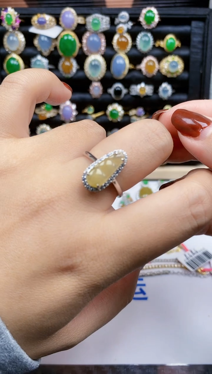 银S925镶嵌戒指翡翠204