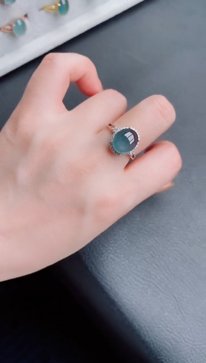 【闪购商品】翡翠戒指银S925镶嵌天然a货翡翠183