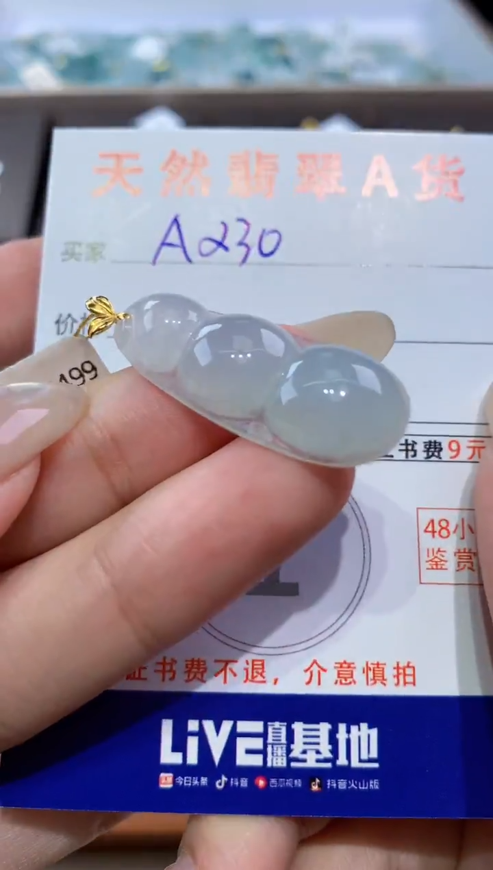 颈饰18K金镶嵌翡翠天然翡翠A货挂件
