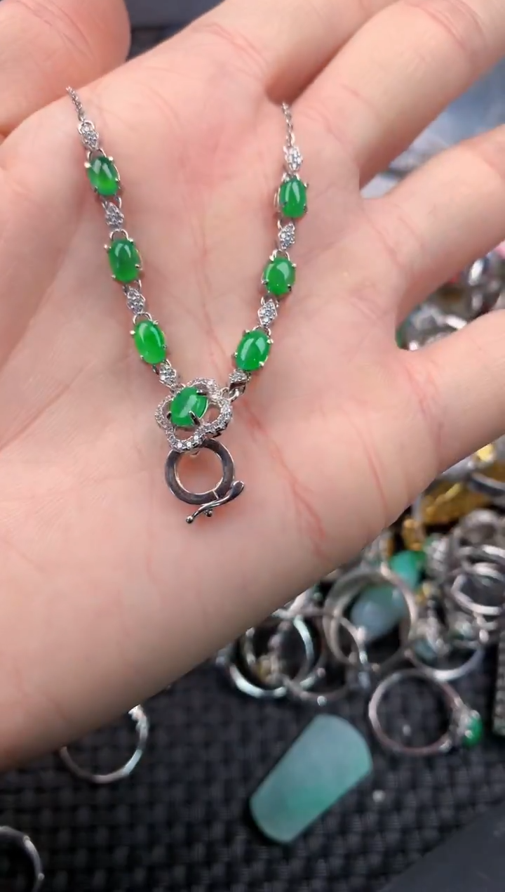 银S925镶嵌戒指翡翠碎**莓555   5