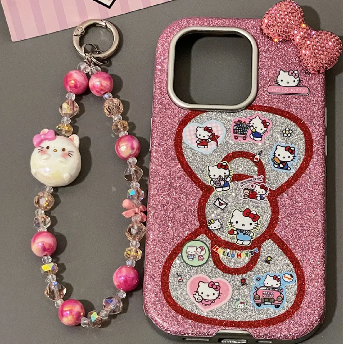 粉色闪粉大蝴蝶结猫咪适用iphone16promax苹果15pro手机壳1314p女