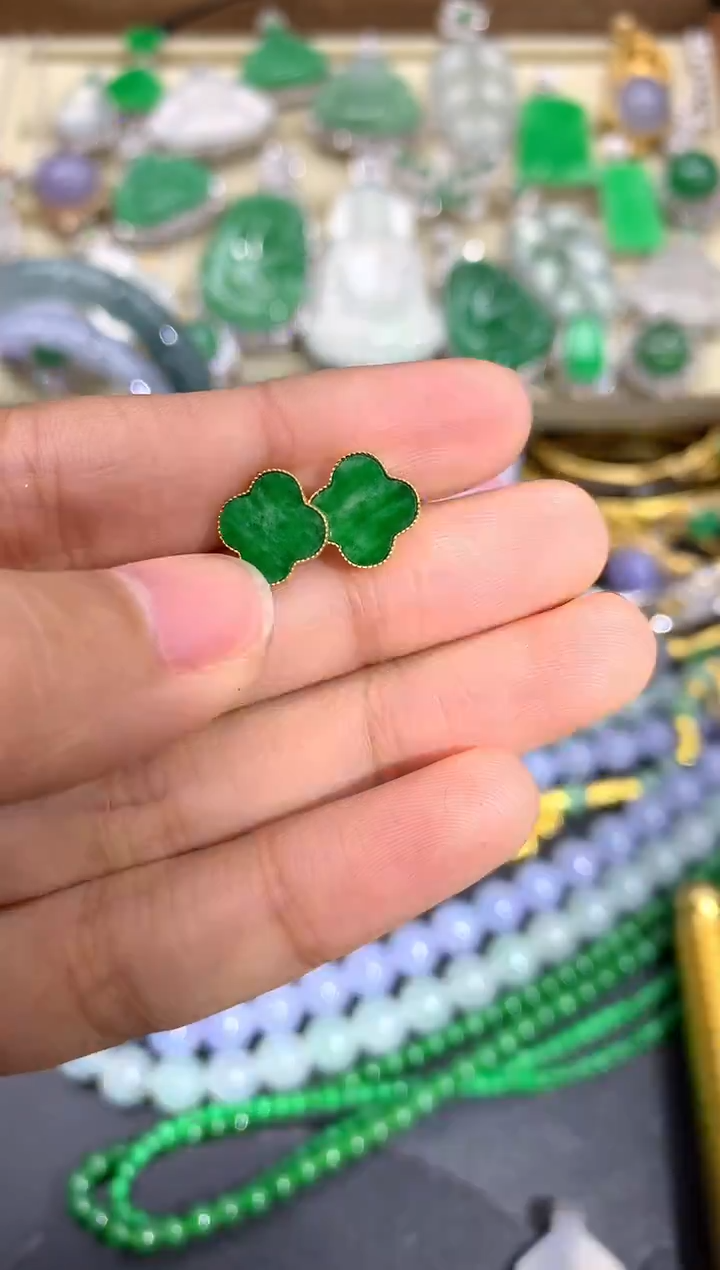 【闪购商品】翡翠耳饰18K金镶嵌188-中国好珍宝