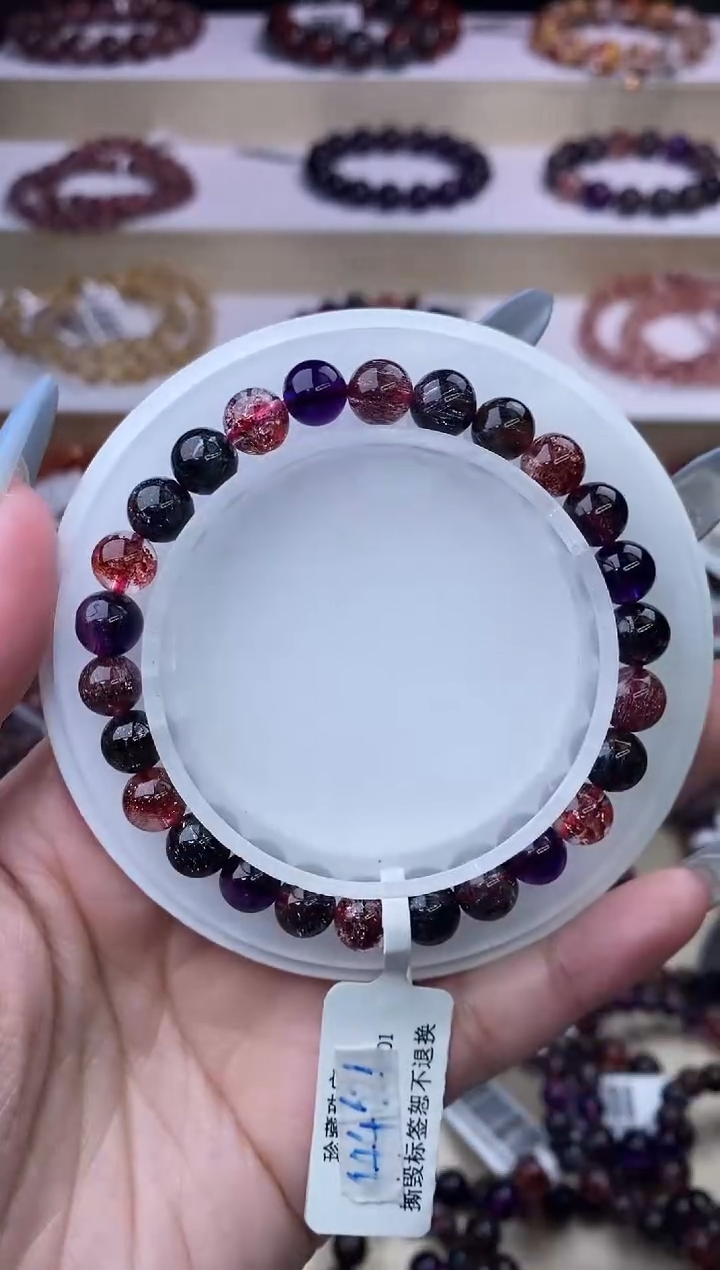 【闪购商品】水晶手链未镶嵌黑加仑超七单圈7m+