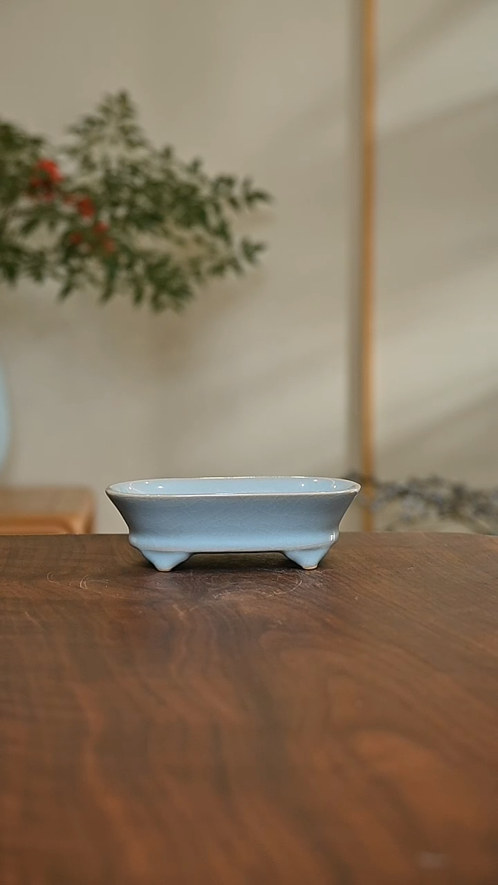 小水仙盆 天青 微瑕 朱家汝窑款