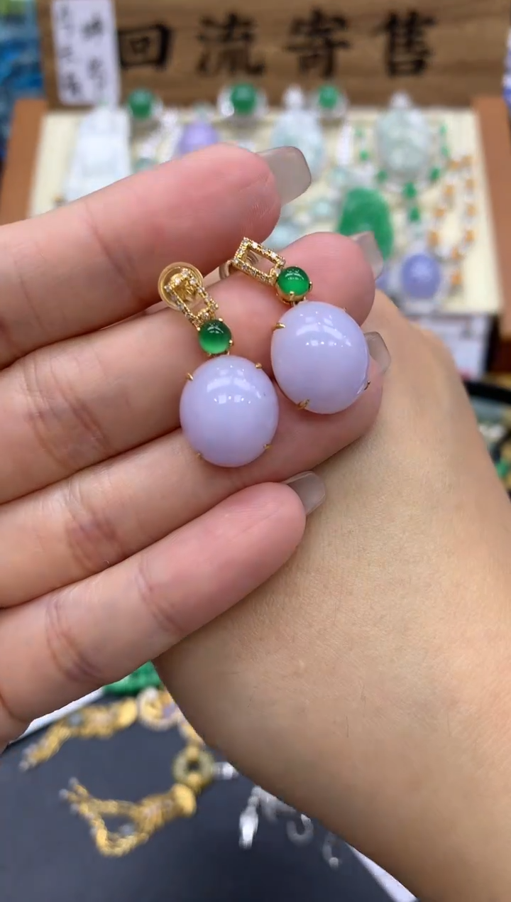 【闪购商品】翡翠耳饰18K金镶嵌168-中国好珍宝