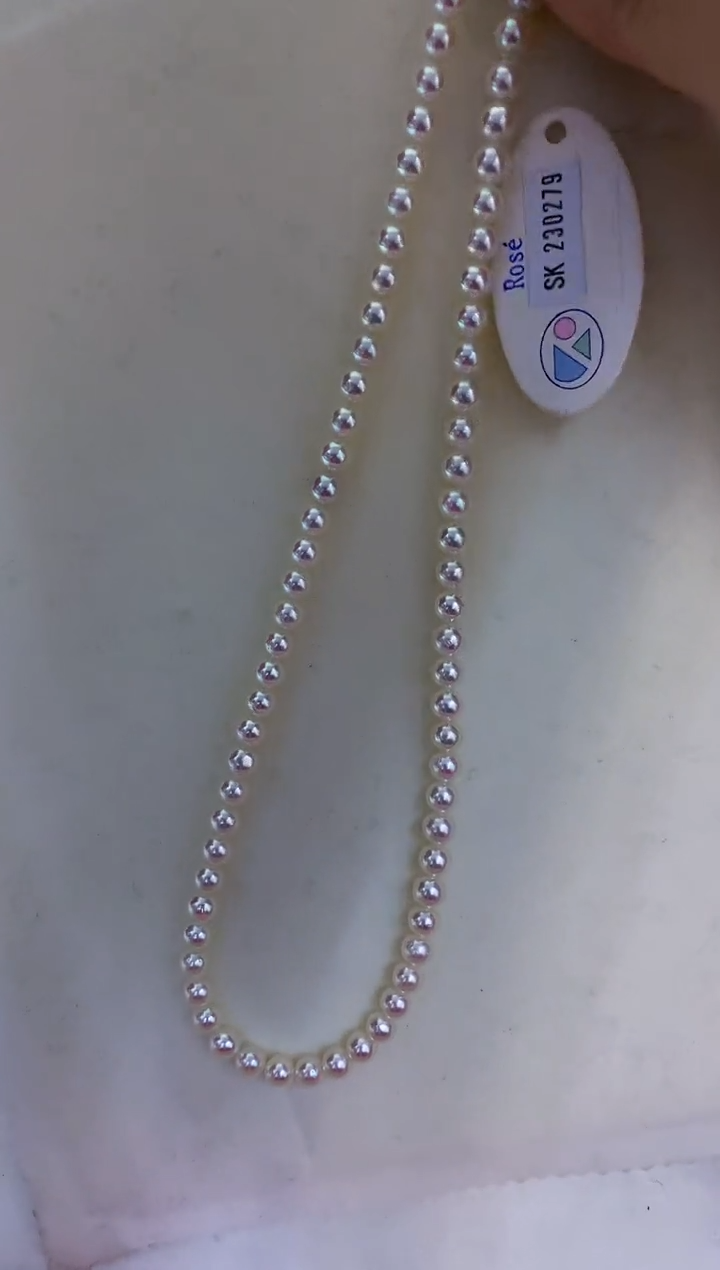 银S925镶嵌海水珍珠饰品5-5.5rose满珠链带大证