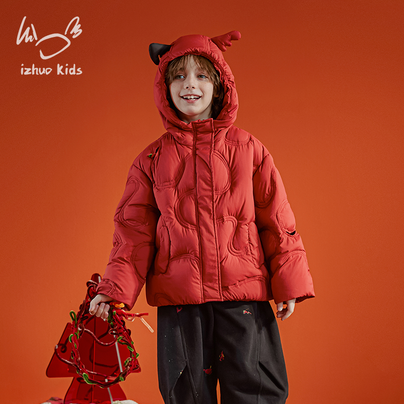 小日着美学童装加厚连帽极寒羽绒服2025冬季新款中大男女TB8214Y2