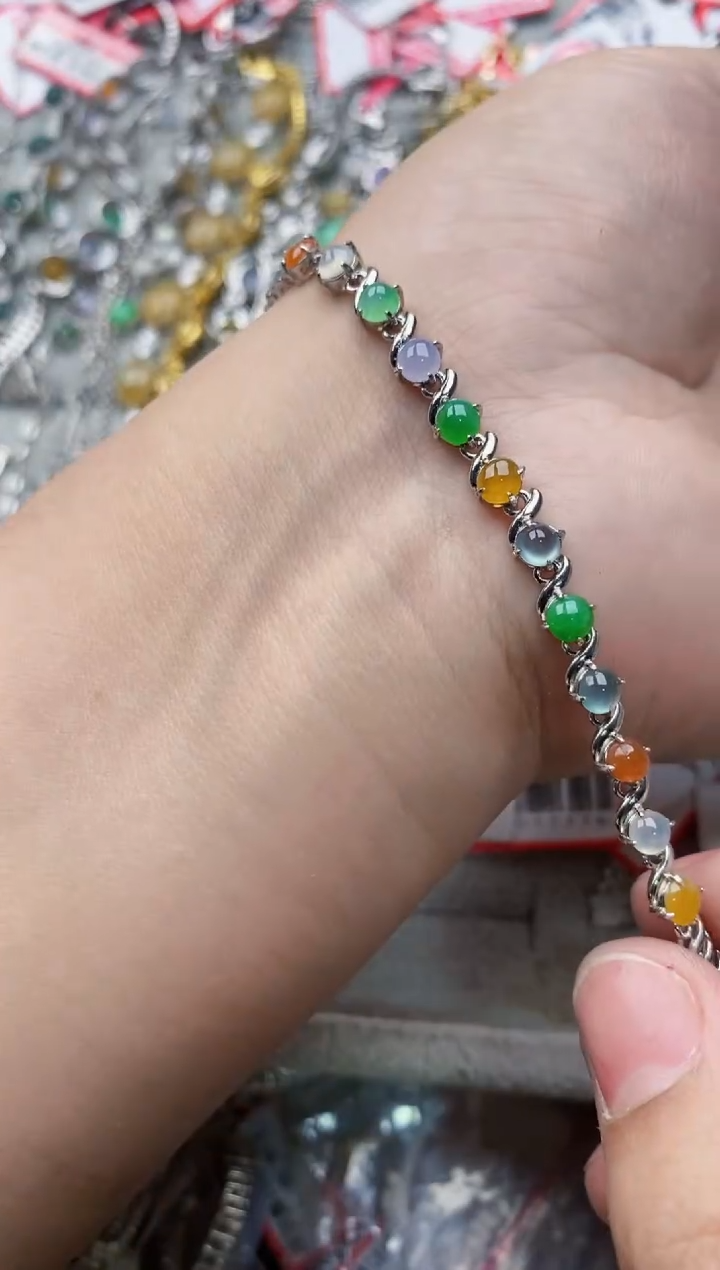 翡翠银S925镶嵌戒指44444---4