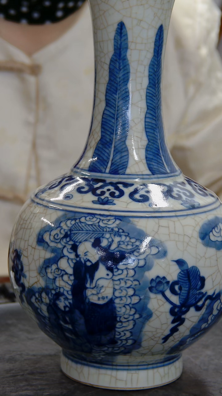 瓶青花人物纹天球瓶#1468#