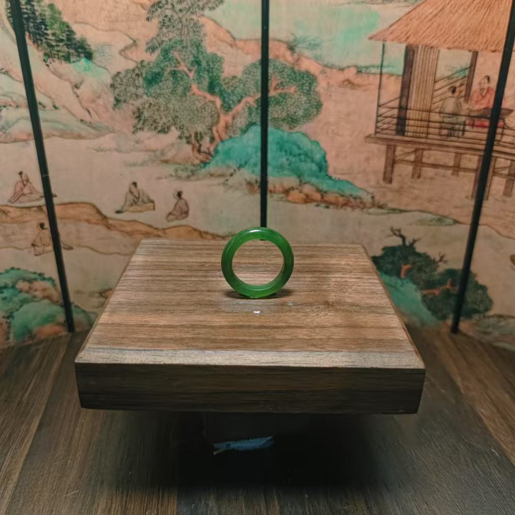 W和田玉碧玉戒圈（卡17）1859