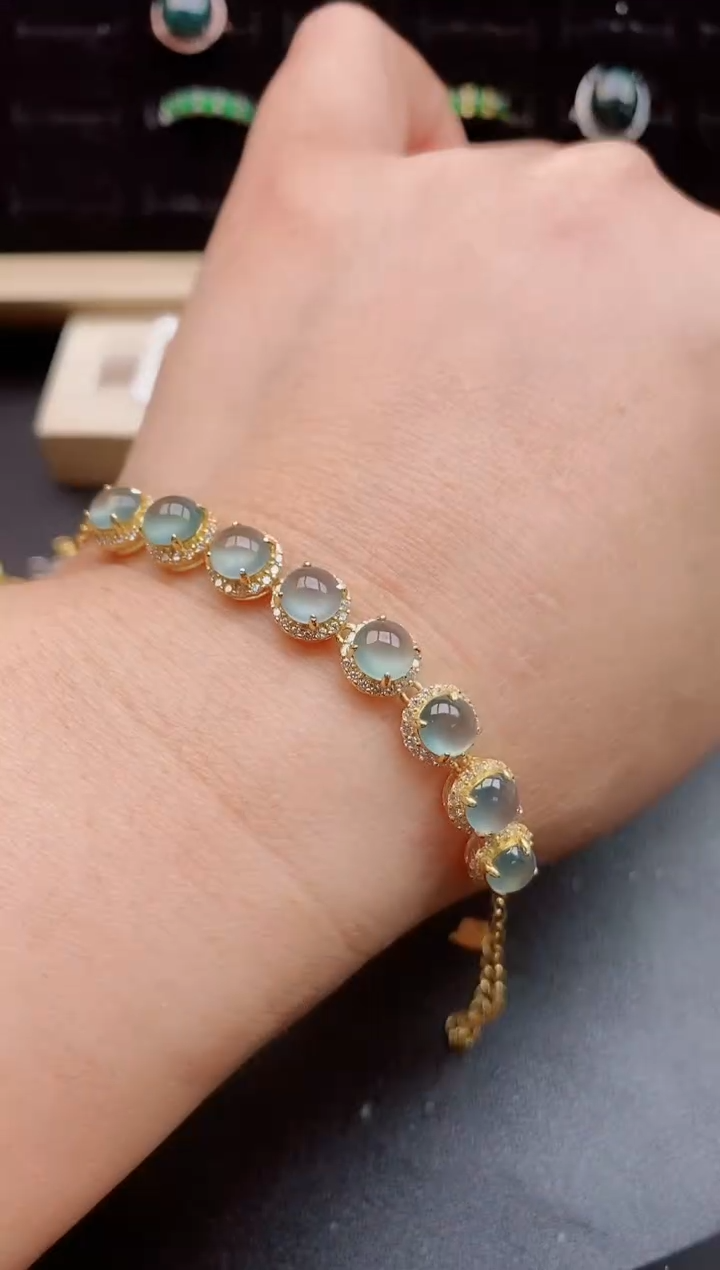 【闪购商品】翡翠手链银S925镶嵌5085800