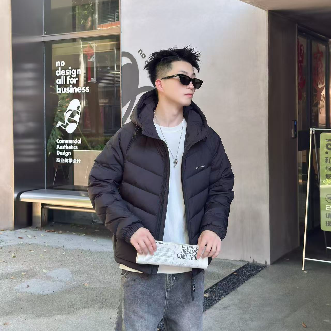 QIBIBA/七比八冬季连帽加厚排骨羽绒服保暖舒适显瘦有型百搭男