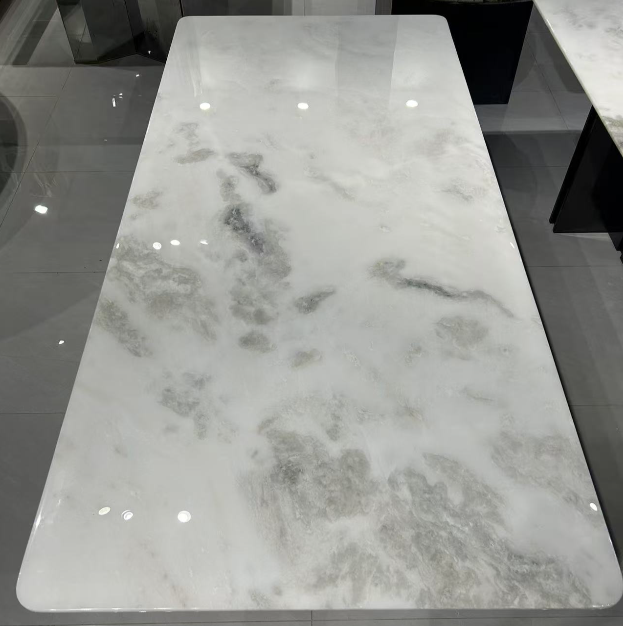 【芬迪白】意大利进口奢石餐桌纯天然大理石餐桌家用餐厅白色餐桌